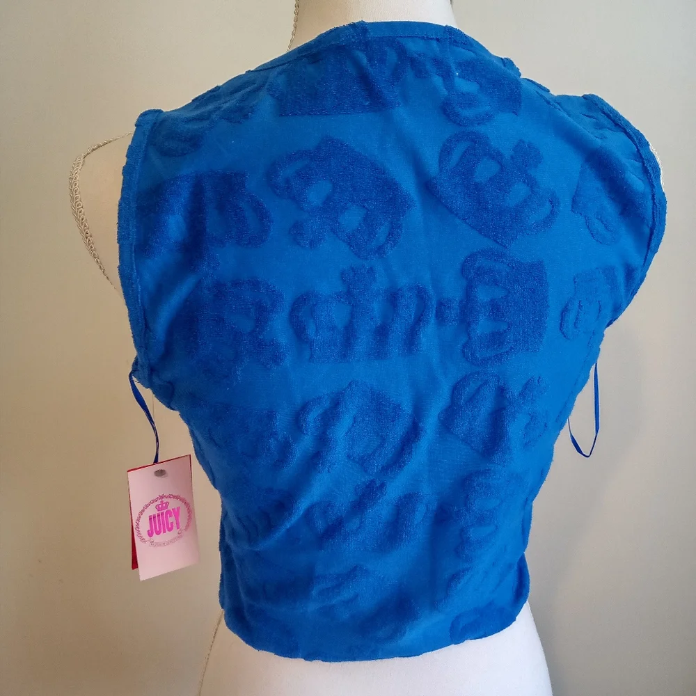 Juicy Couture Sleeves Crop Top Royal Blue Médium - Picture 3 of 6